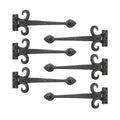 Black Wrought Iron Strap Hinge 15.5" Fleur De Lis Style Flush Mount Heavy Duty Spade Tip Strap Gate and Door Hinges