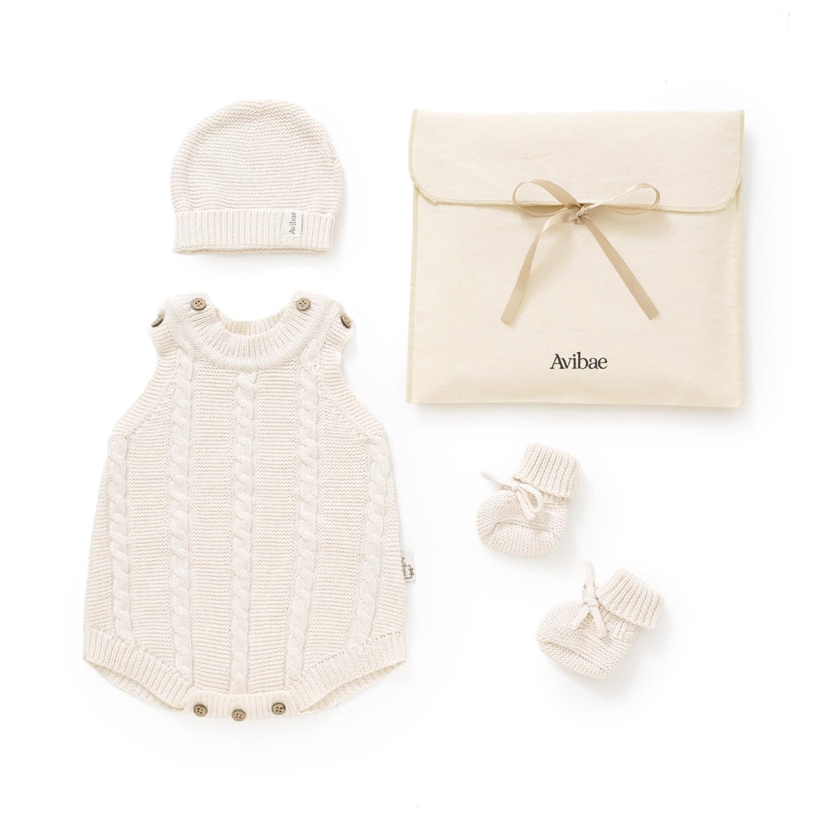 Cotton Newborn Set with Knit Vest, Beanie, Booties, Baby Boys Girls
