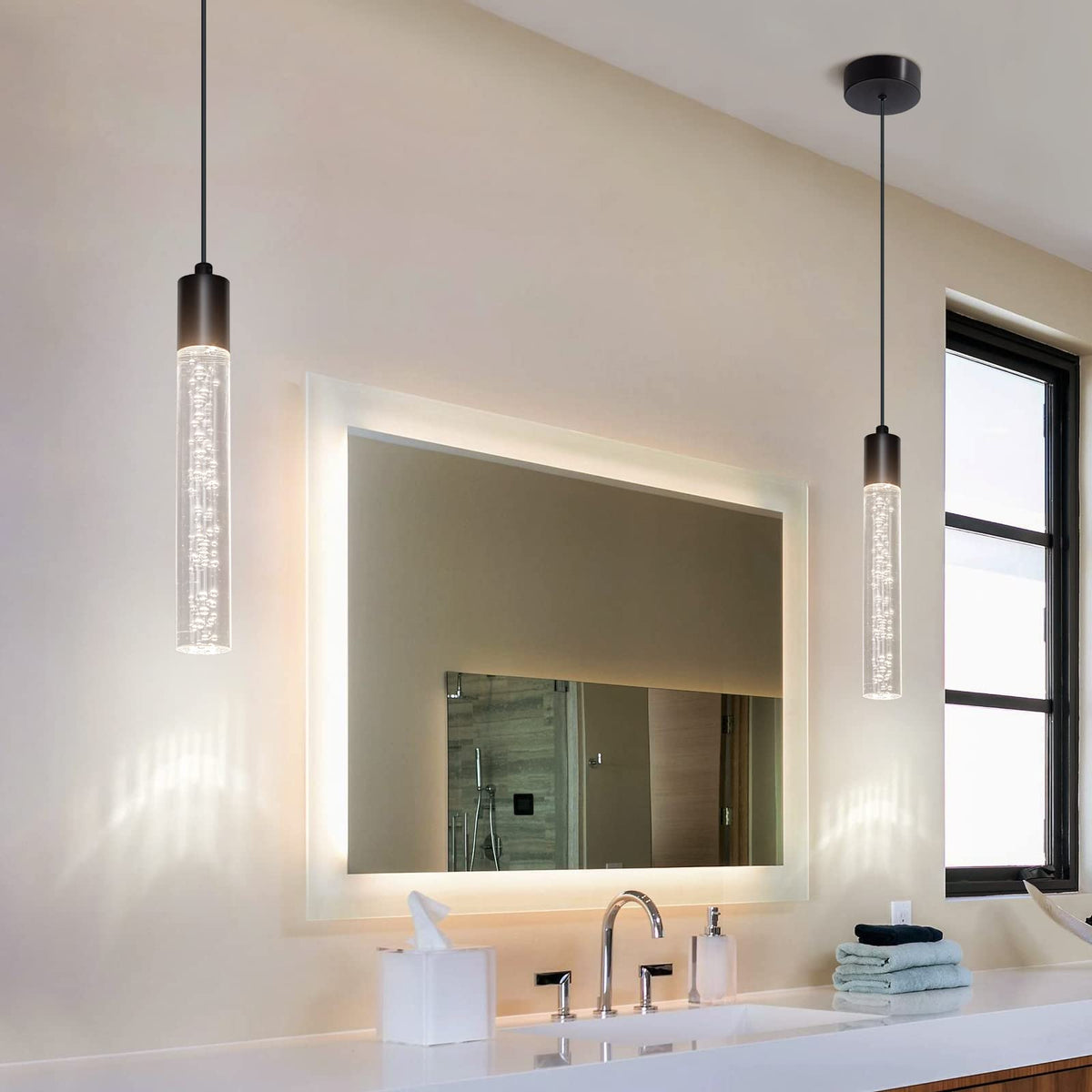 Inspired Nelson Style 3 Pack Mini Pendent Spot Lights, Black Pendant Lights Modern LED Kitchen Island Light, Unique Bubble Pendant Light