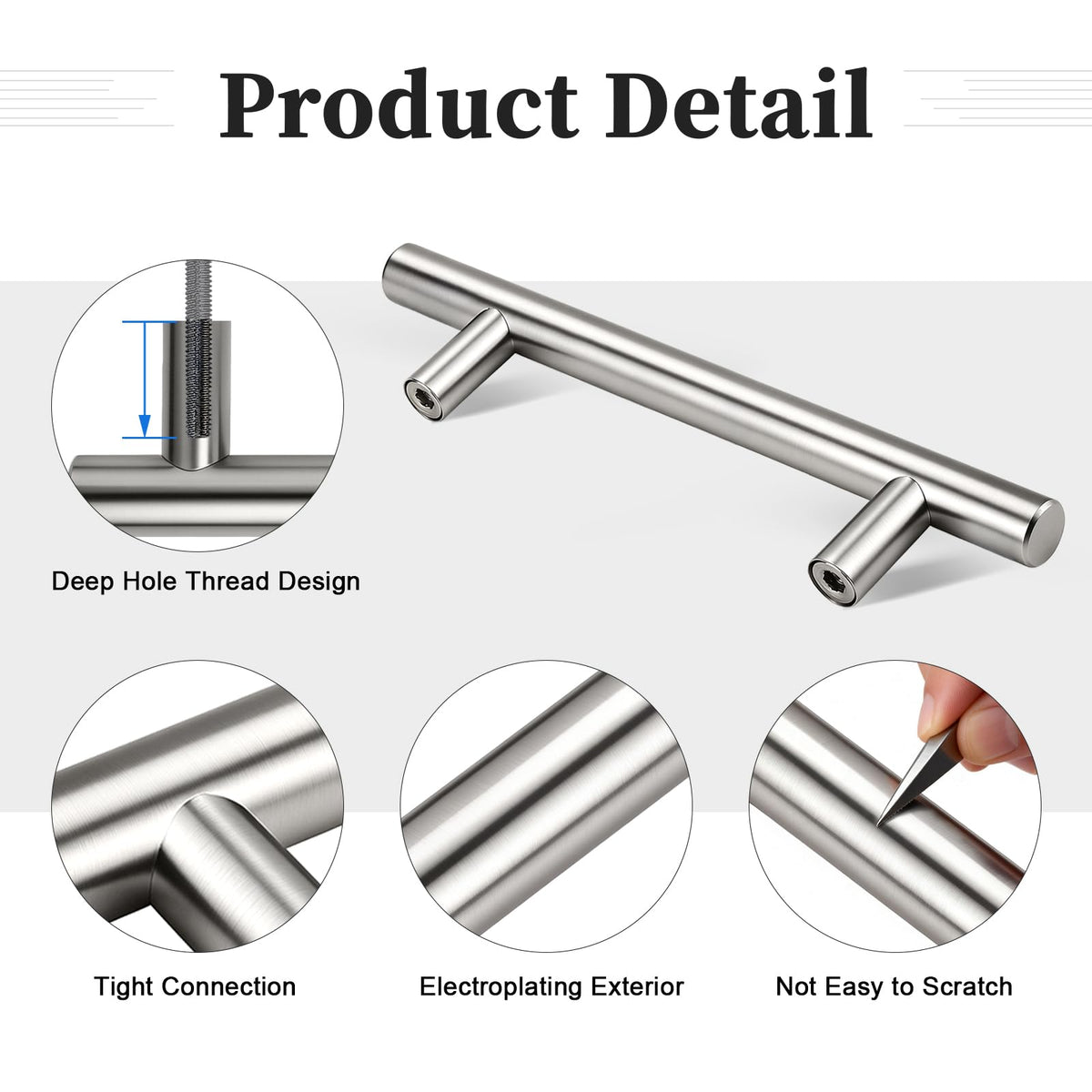 30 Pack 3-3/4'' (96mm) Hole Center Cabinet Pulls, Brushed Nickel