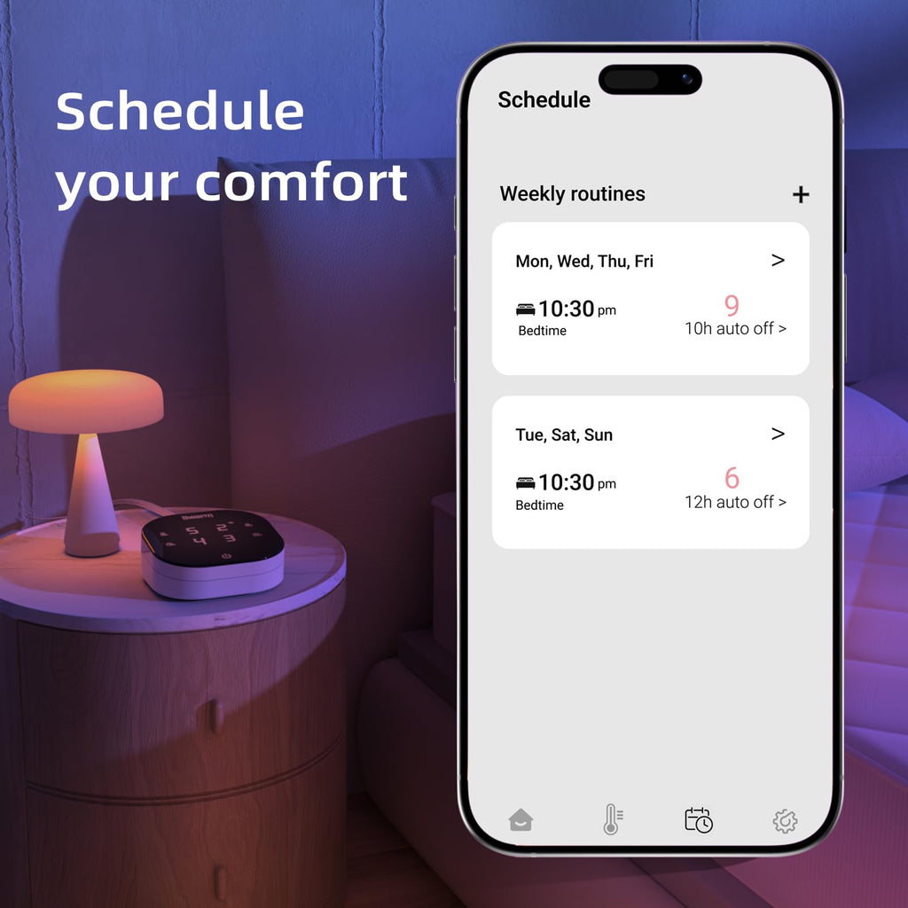 WiFi Heated Mattress Pad, Bed Warmer with 9 Heat Settings, 1-12 Hours Auto Off Deep Pocket, Machine