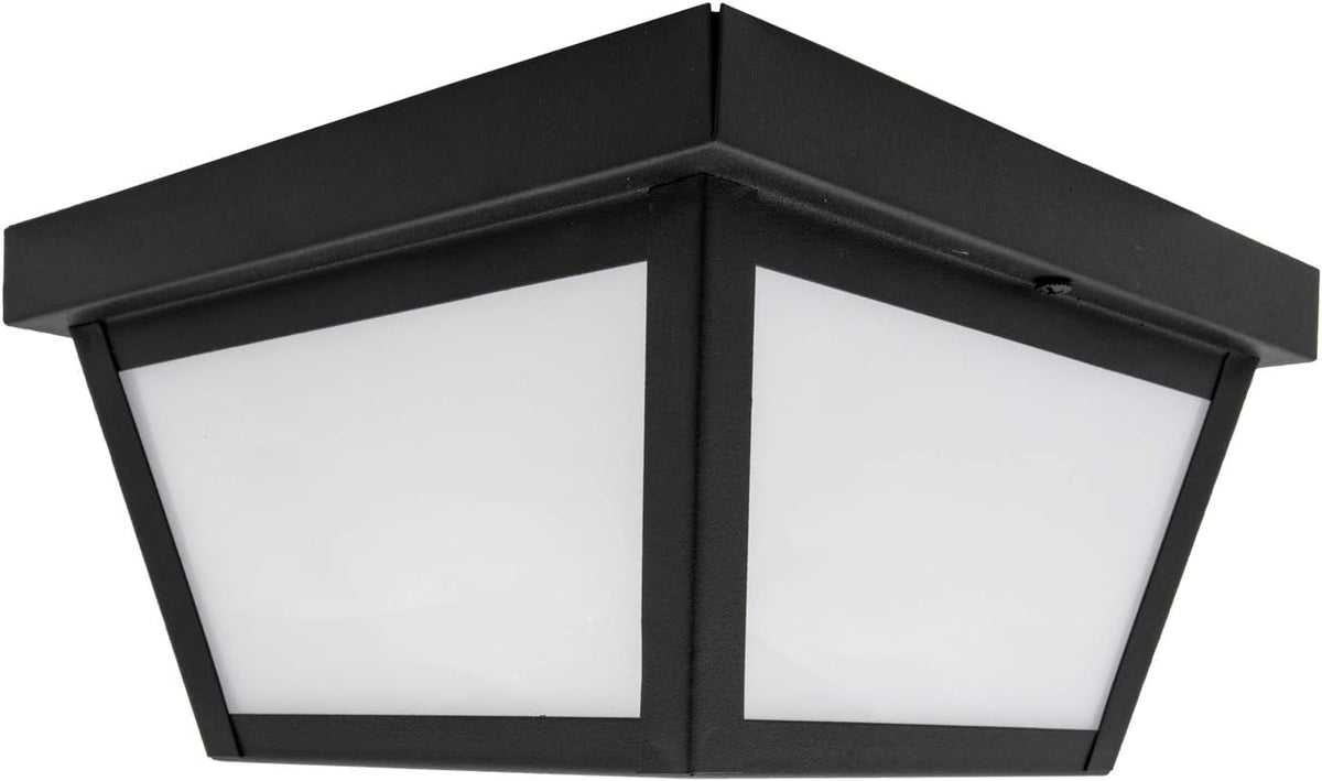 9" Black LED Outdoor Porch Ceiling Light Fixture, 1000 Lumens 3000K | Frosted Lens, 3000K Warm White, Wet Rated