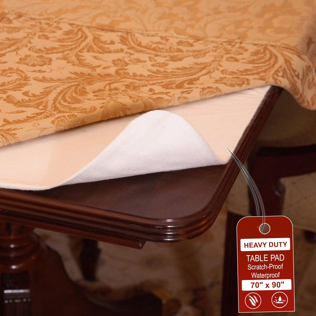 Deluxe Cushioned Heavy-Duty Table Pad Protector Table - 70" x 90" Oblong Waterproof Vinyl Table Padding Under