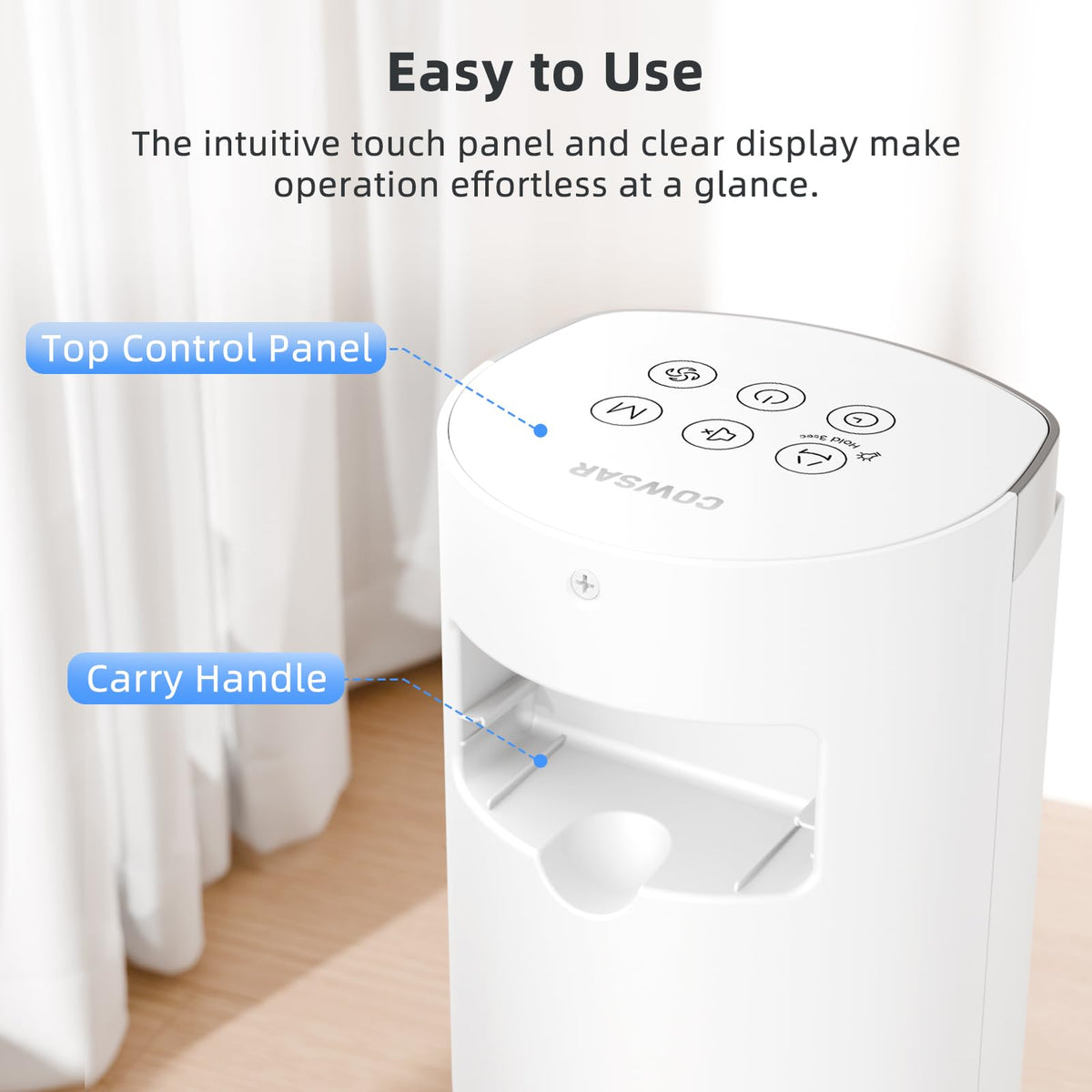 Bladeless Tower Fan with Remote, 6 Speeds, 4 Modes, 24H Timer, 60° Oscillation ,41-Inch,White
