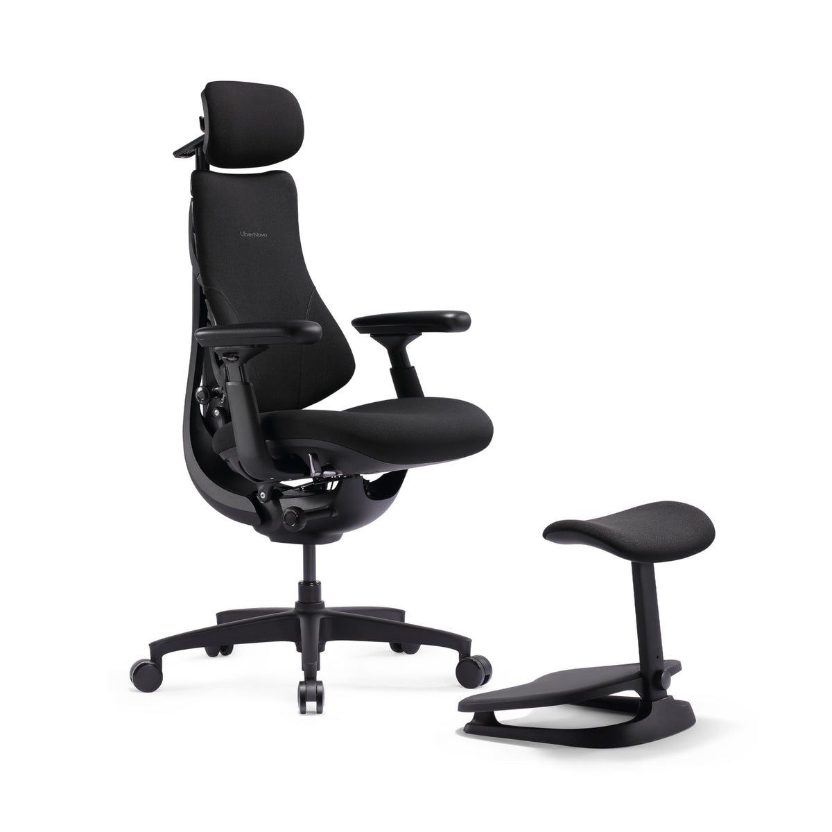 Dynamic Ergonomic Office Chair with Headrest & Footrest — Obsidian Black, 48cm Seat