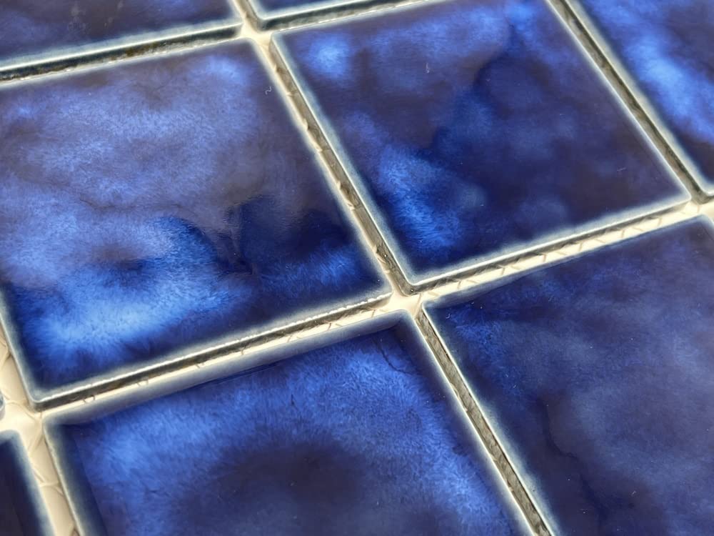 5 sq.ft. Marble Blue 3x3 Inches Porcelain Tile - Polished Square Mosaic for Swimming Pools, Spas, Showers, Kitchen