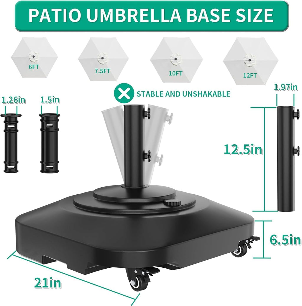 Extra Large Fillable Umbrella Base with 5 Wheels