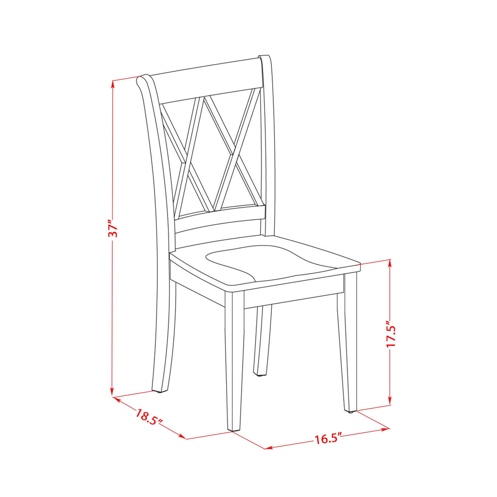 West Furniture CLC-ESP-W Clarksville Dining Room Chairs - Double Cross Back Wood Seat Chairs, Set of 2, Espresso