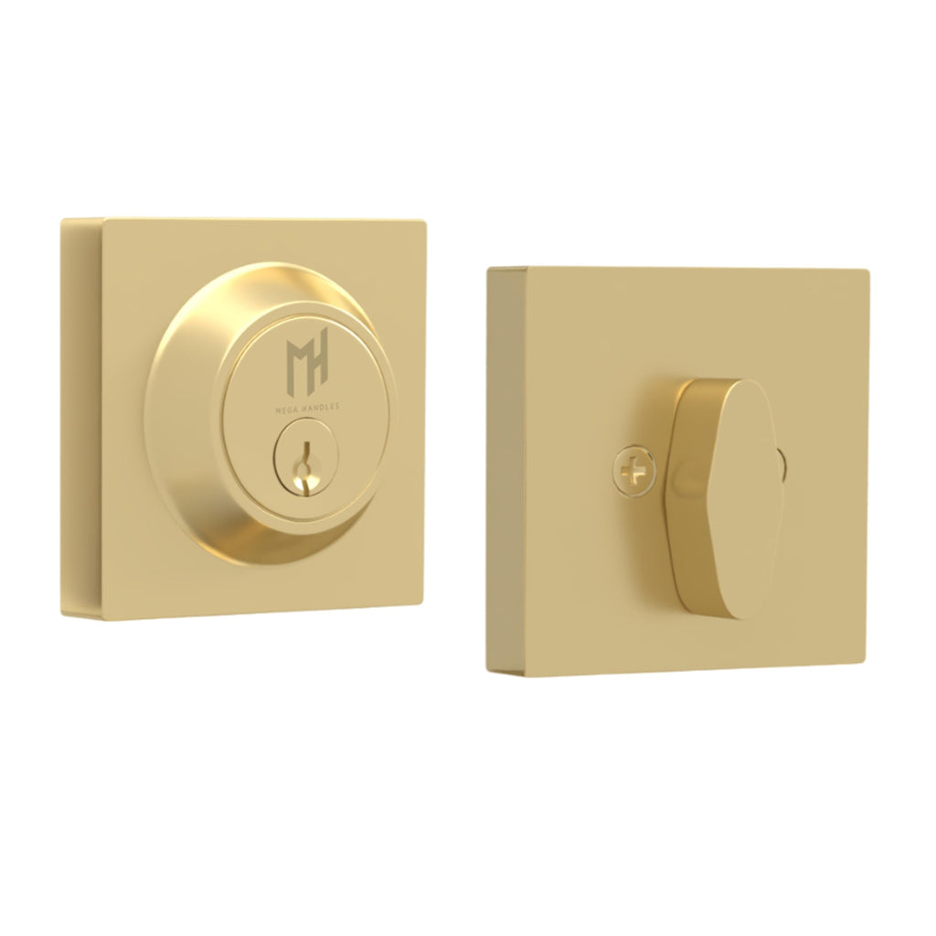 Entry Deadbolt Lock - Heavy Duty Round Locking for Left or Right-Handed Doors - Interior/Exterior - Satin