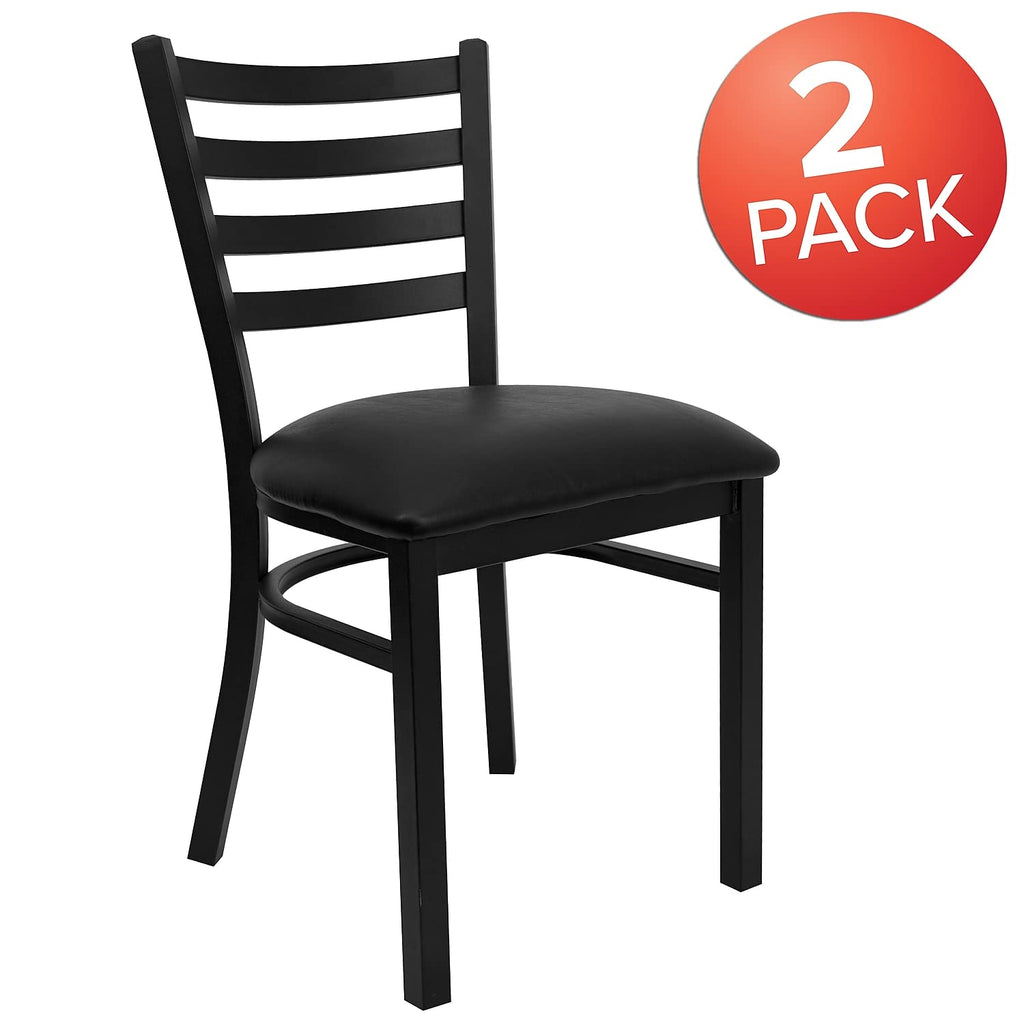 Hercules Series Commercial Ladder Back Restaurant Chairs, Modern Lightweight Metal Dining Chairs with Padded Seats