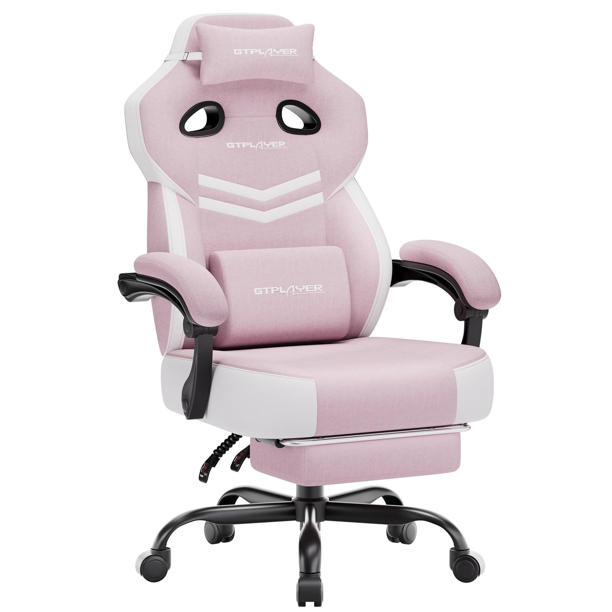 Big & Tall Gaming Chair, Wide Seat with Footrest, Pink