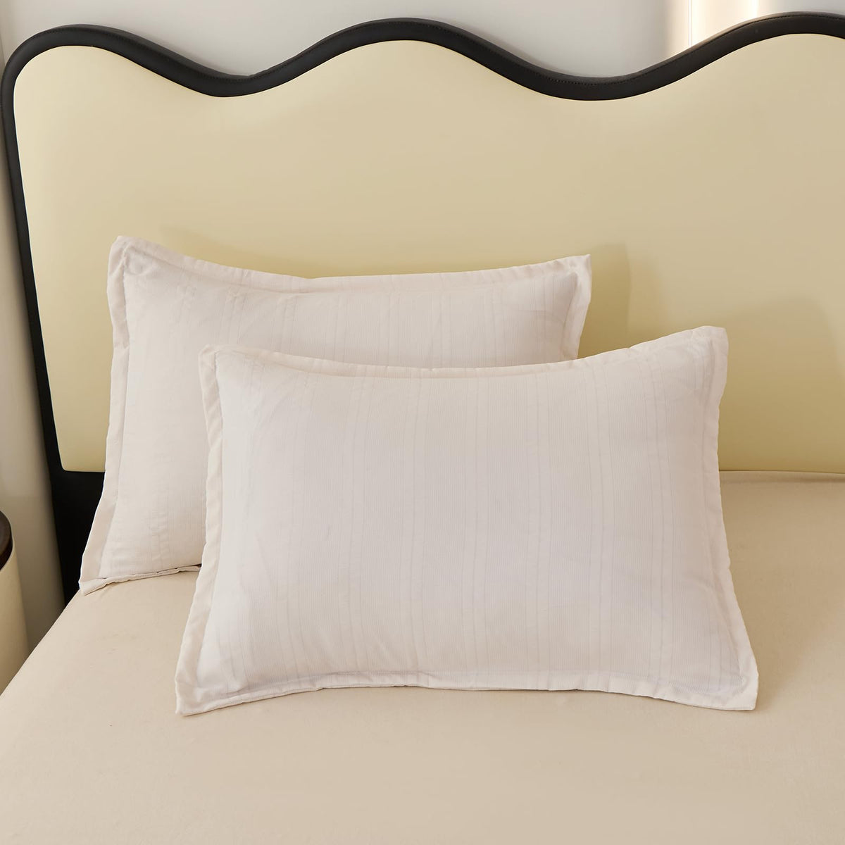 White Seersucker Striped Comforter Set, Lightweight