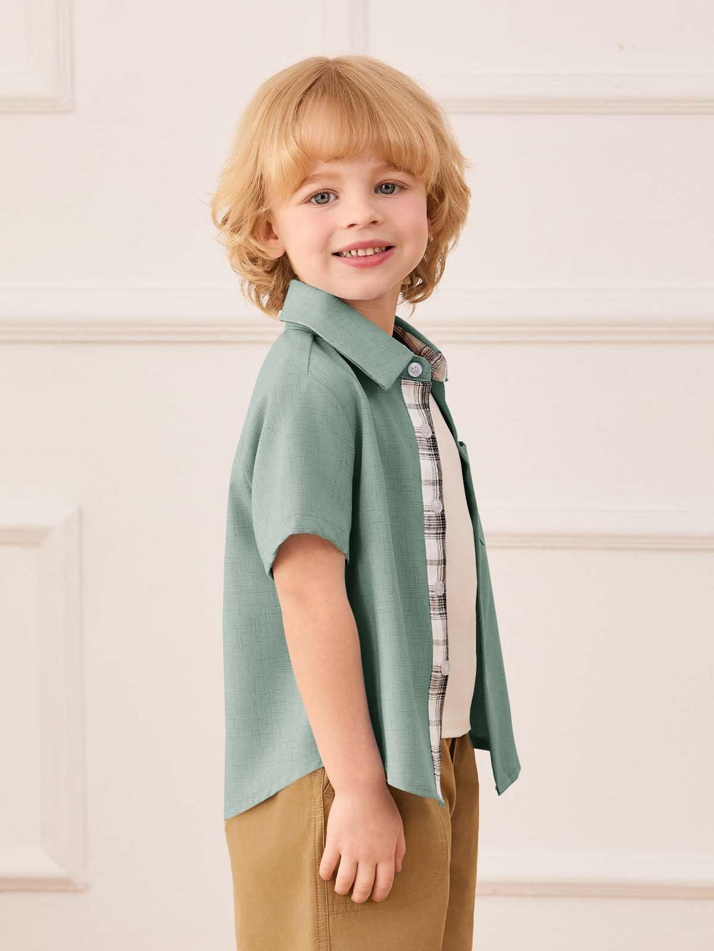 Toddler Baby Boy Short Sleeve Button Down Shirt Kid Dress Shirt