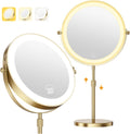 30X Magnifying Makeup Mirror with Lights, Height Adjustable Double Sided Vanity Mirror, 360° Rotation Cosmetic Mirror