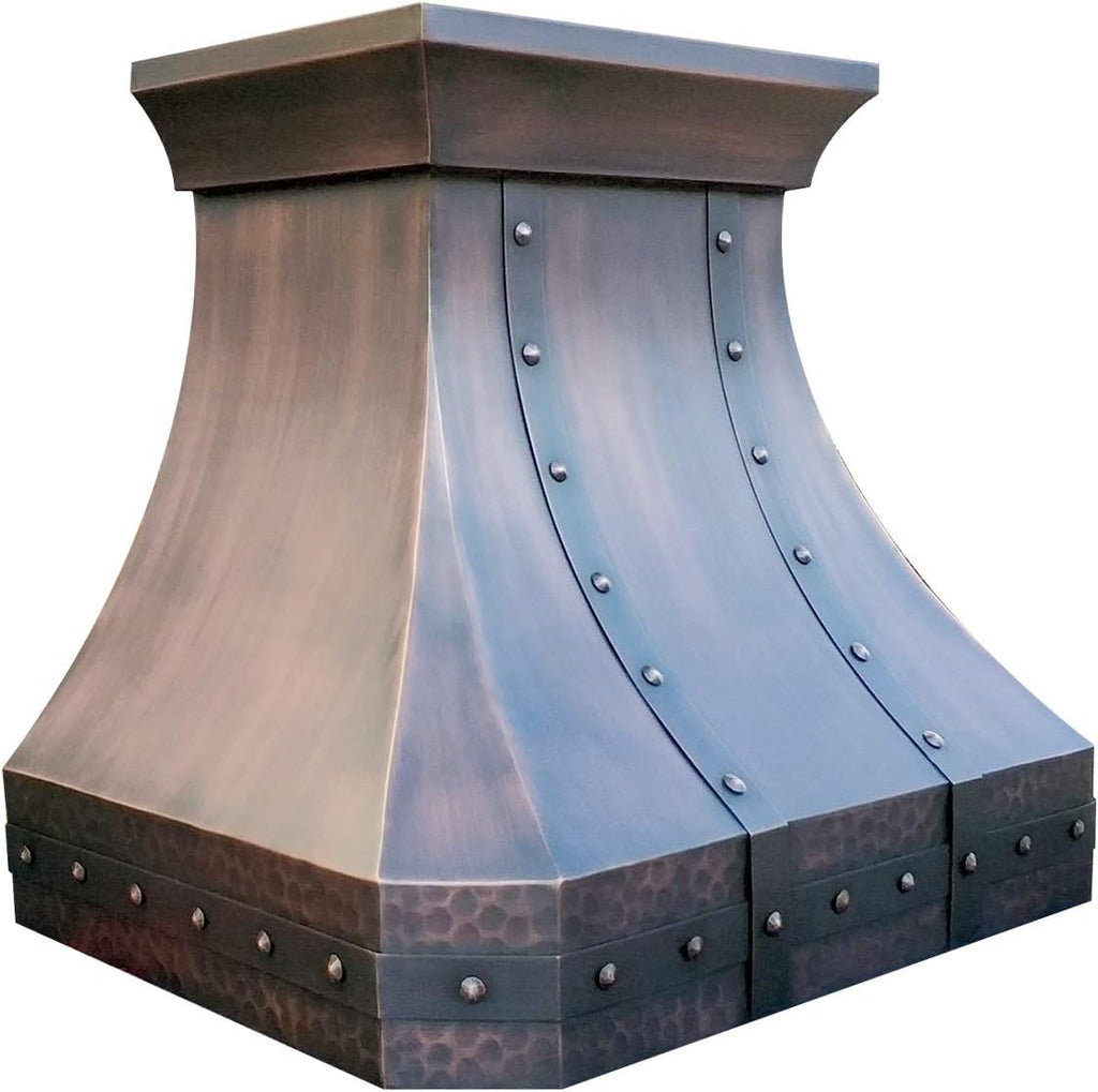 30 Inch Copper Wall Mount Range Hood 610 CFM LED Lights Dishwasher-Safe Baffle Filters