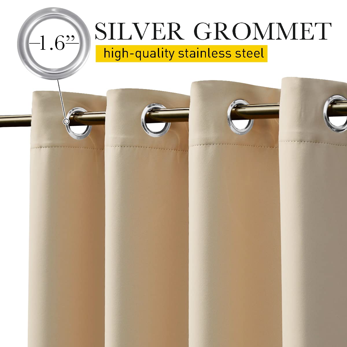 2 PCs Waterproof Outdoor Curtains W52xL84 Biscotti Beige