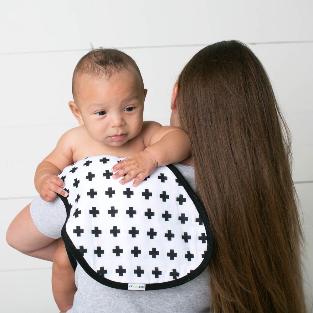 Muslin Burp Cloths, Burp Bib Set (3 Pack) Black + White
