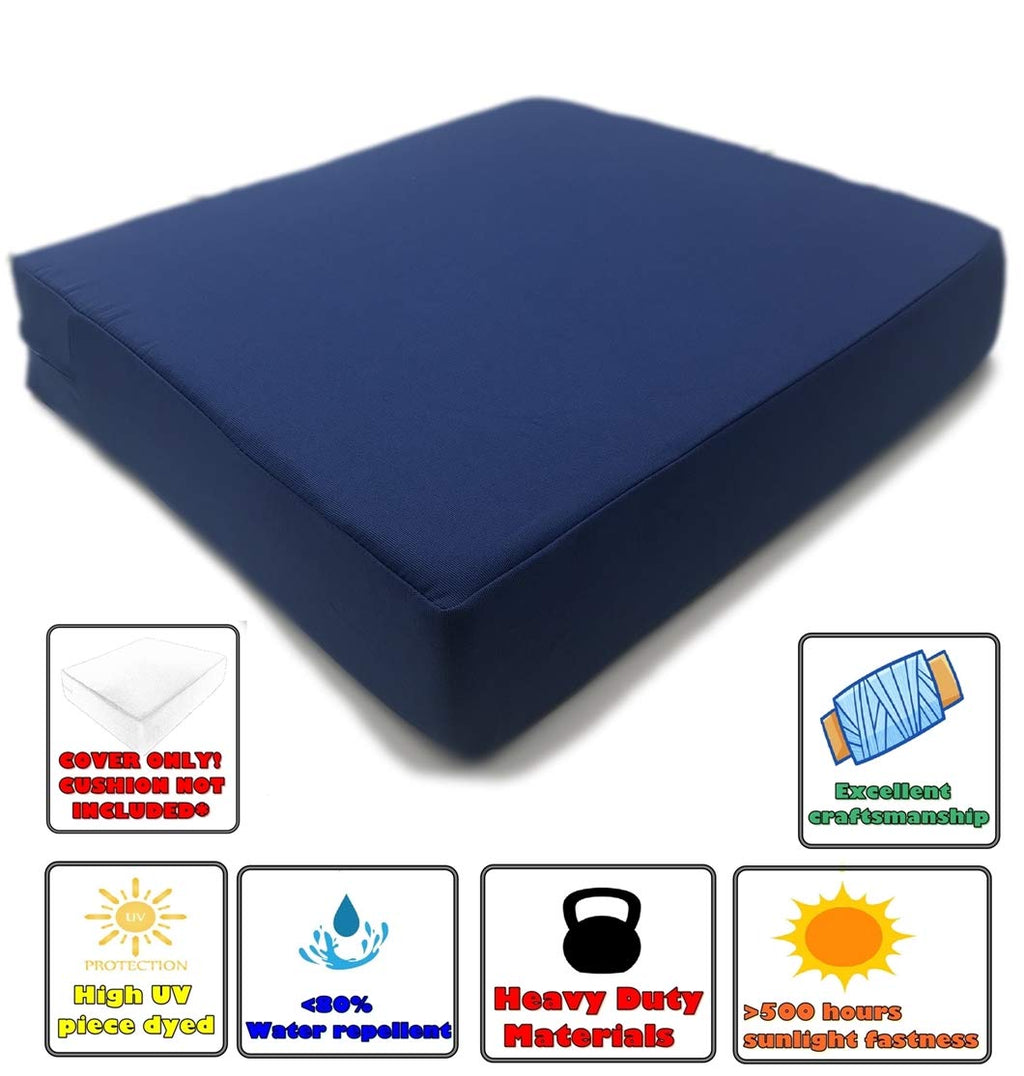 Indoor Outdoor Water Repellent High UV Resistant Patio Chair Cushion Cover (Majestic Royal, 22"x22"x4" (4 Covers))