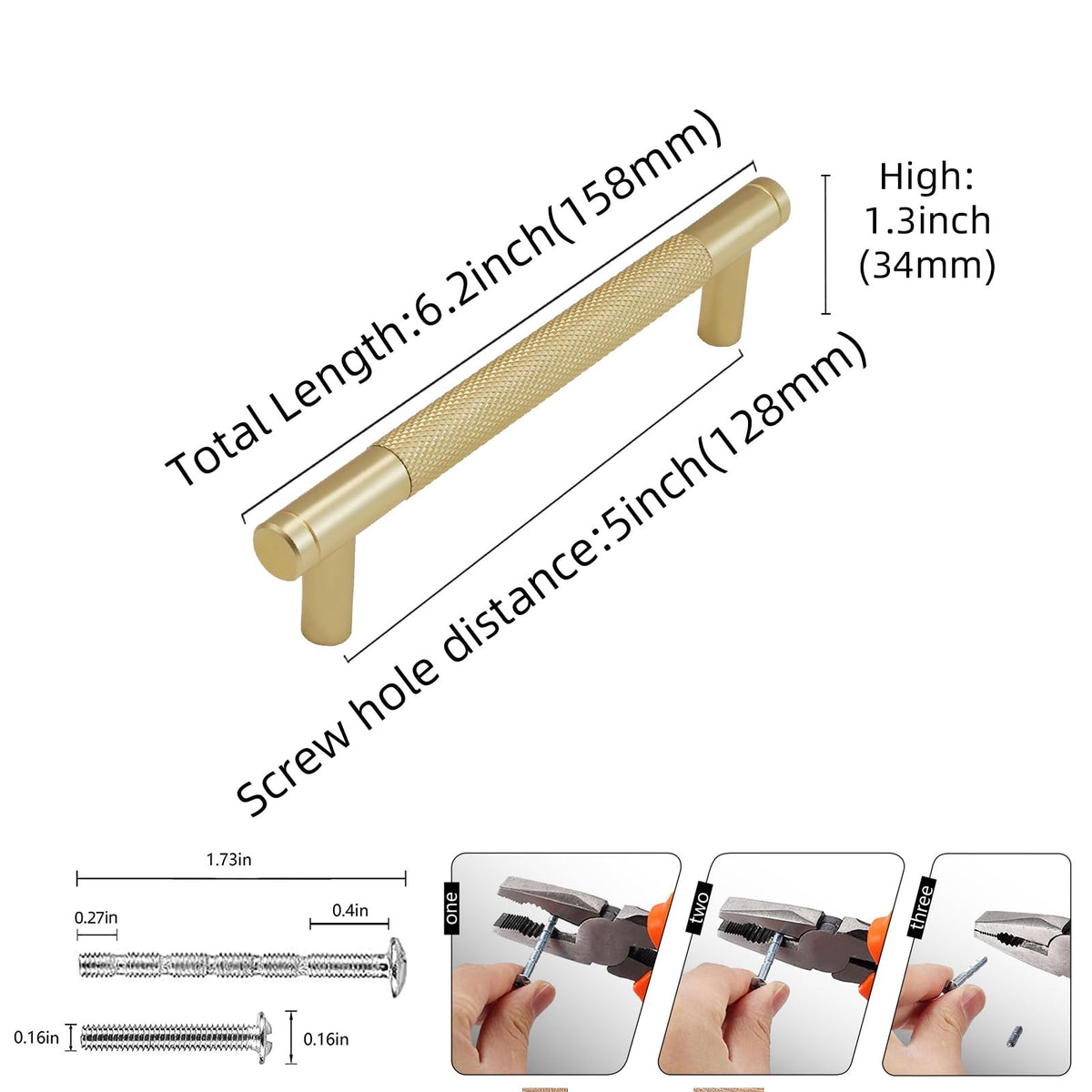 10 Pack 5Inch Kitchen Cabinet Handles Brushed Gold Knurled Cabinet Pulls Gold Drawer Pulls Kitchen Hardware