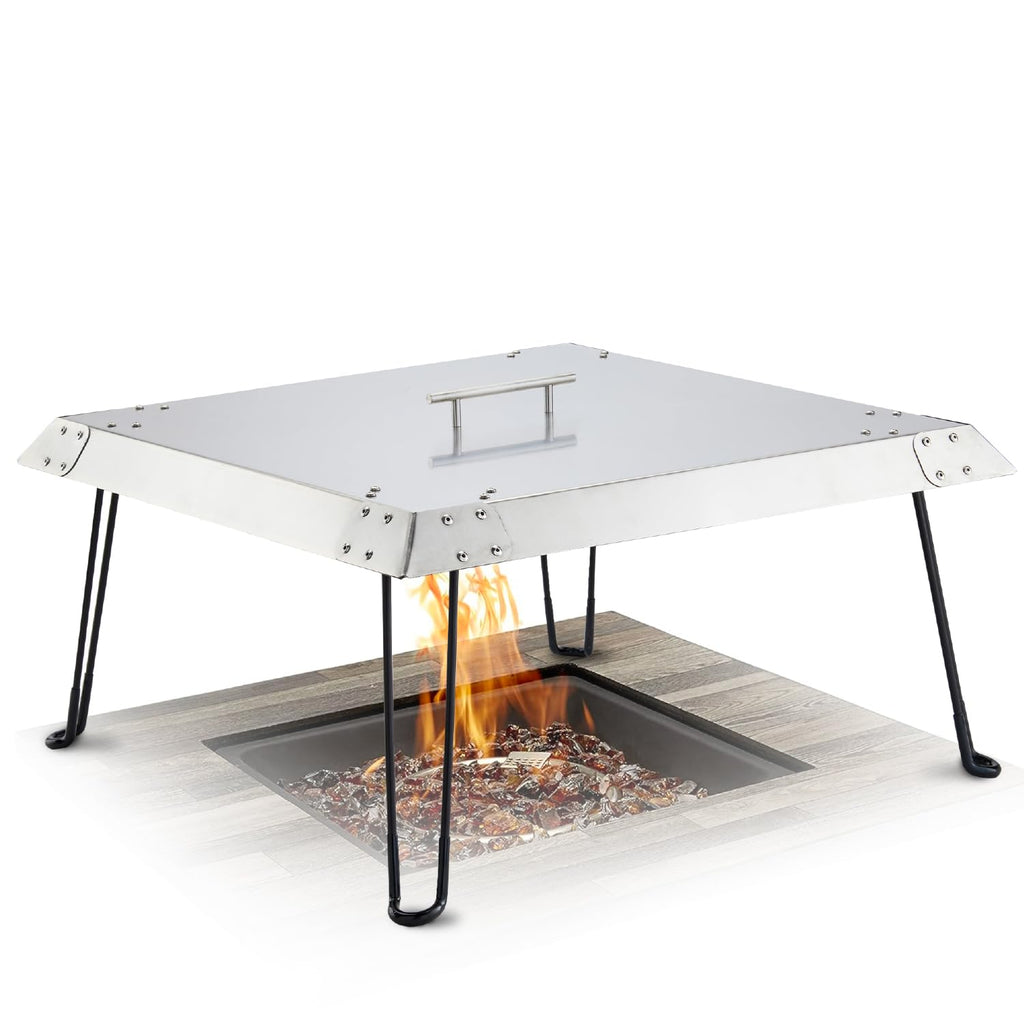 Stainless Steel Fire Pit Heat Deflector - Outdoor Heat Shield for Tabletop & Camping Stove