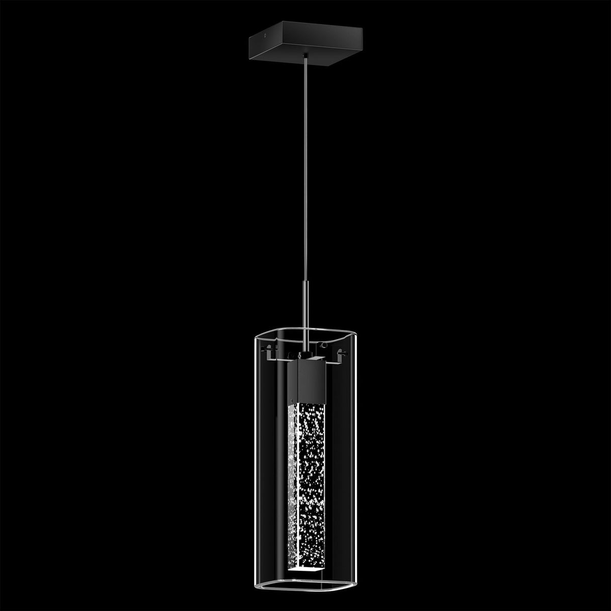 LED Crystal Pendant Light Island, Matte Black, 1 Pack