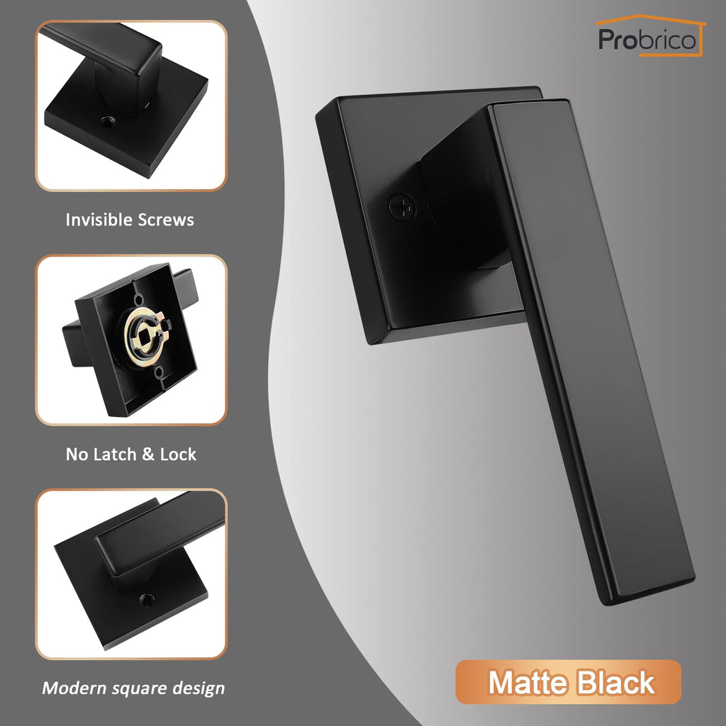 Pack of 2 Door Lever Dummy Lever Door Handle for Closets French Doors,Square Dummy Door Lever,Non-Turning Single Side