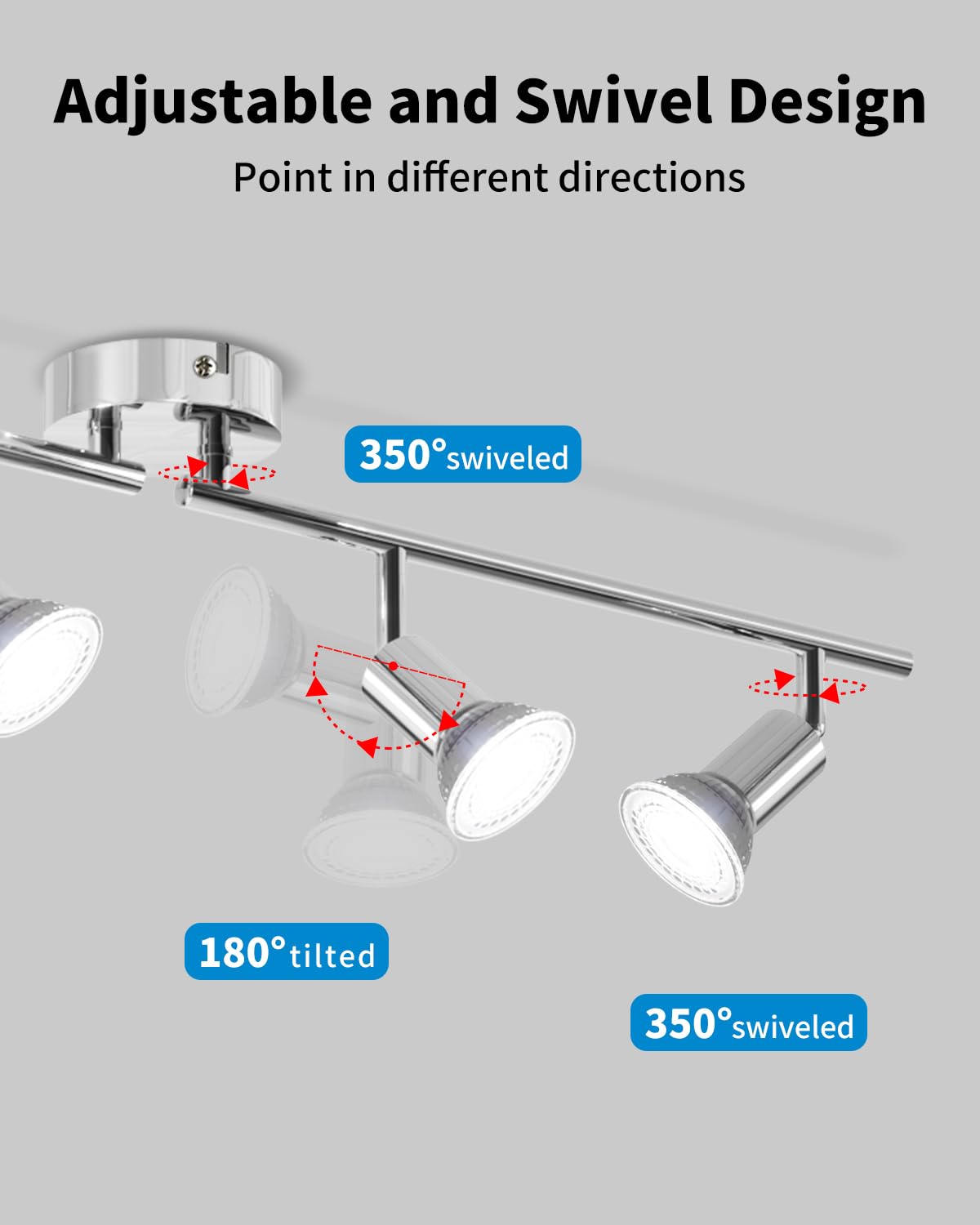 20.2'' 4-Light Track Lighting Fixtures Ceiling Chrome, Gu10 Base