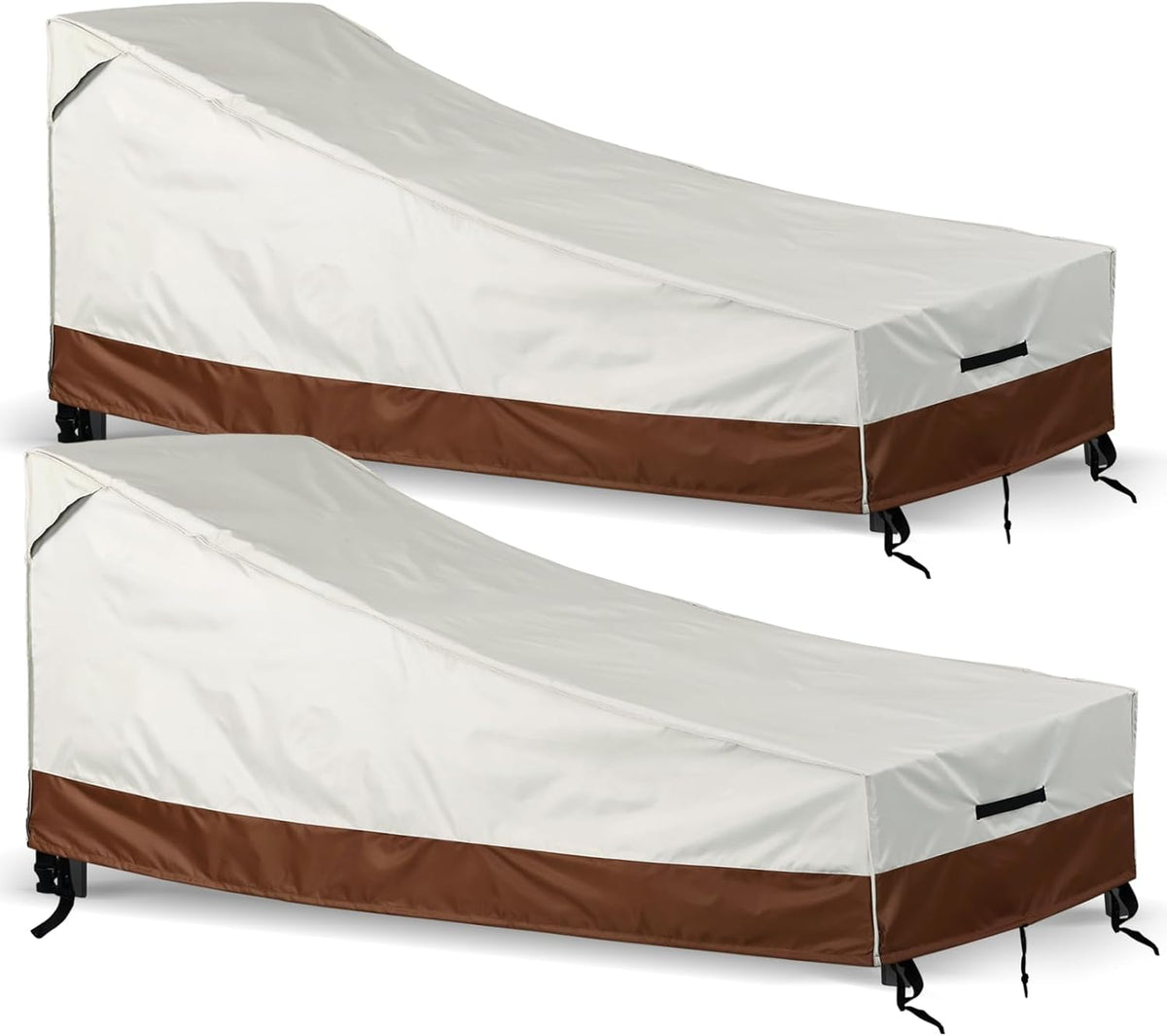Waterproof Patio Chaise Lounge Cover 2 Pack, 420D Chair Covers (68x30x30) - Set of 2