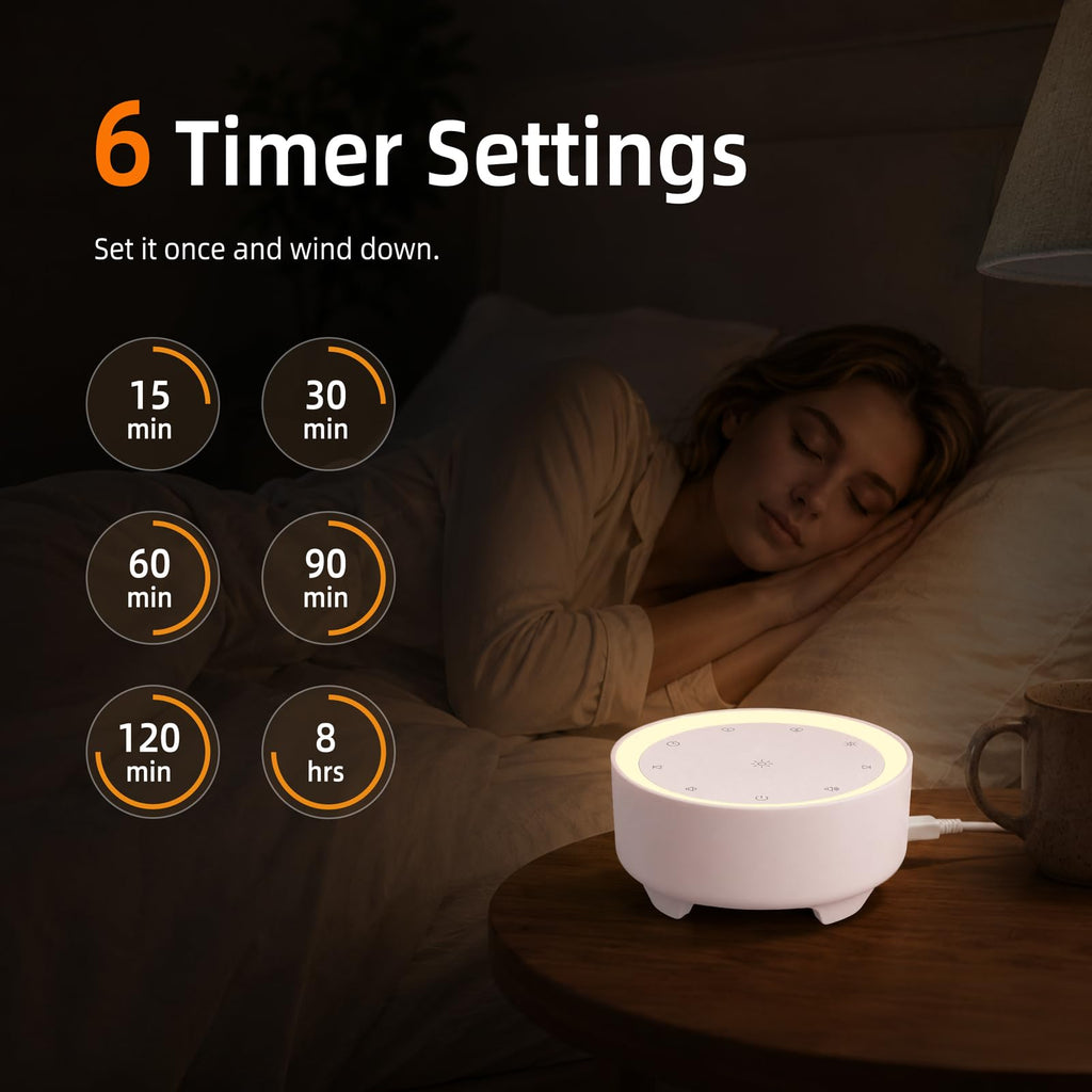 White Noise Machine for Sleeping, Baby & Adults, High-Fidelity Non-Looping Sounds, Sleep Sound Machine with Dimmable