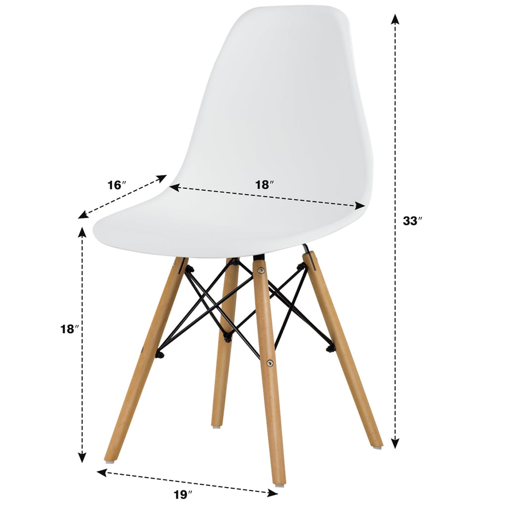 Inspired Eames Style Dinning Chair Set of 4, Mid Century Modern Eiffel DSW Shell Molded Plastic Chair, Dining, Living Room