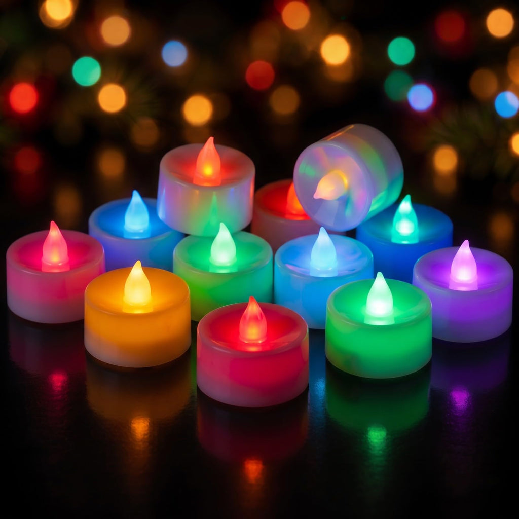 50-Pack 7-Color Changing Flameless Tea Light Candles, 200+ Hours