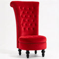 High Back Throne Chair with Storage, Red Velvet Royal Accent Chair