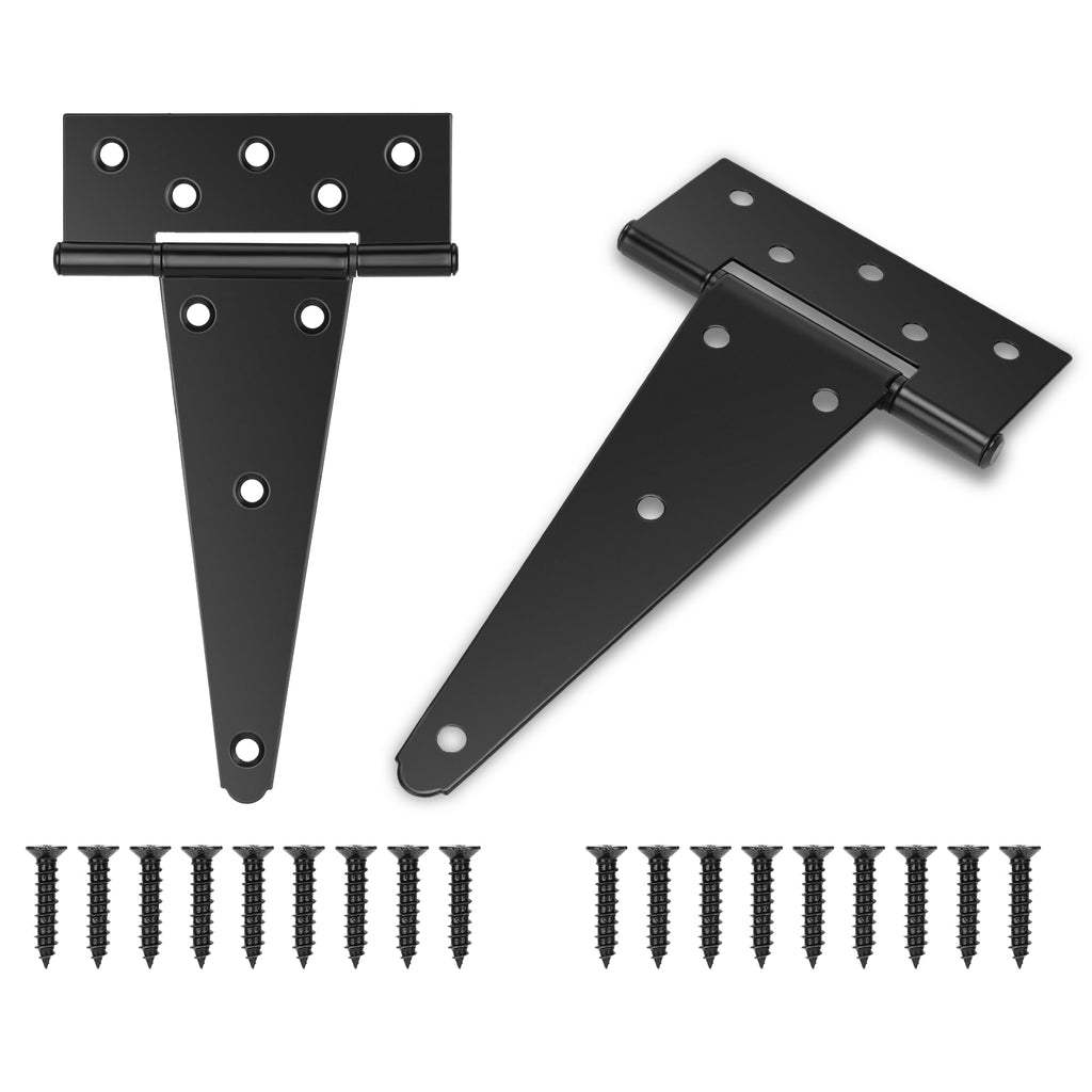 2 Pack 8 Inch T Hinge, Heavy Duty Hinges for Wood, Gate Hinge, Shed Door Hardware, Fence Hinges for Outdoor Gates