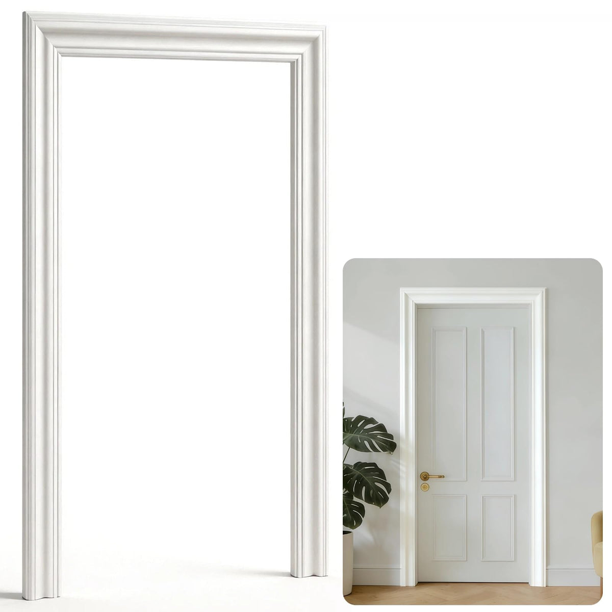 Door Trim Moulding Peel and Stick, 1 Set 2.36 Inch White (36" × 80")