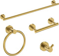 Bathroom Accessories, 4-Piece Bathroom Hardware Set - 18" Towel Bar | Brushed Gold | Towel Hooks, Towel Racks