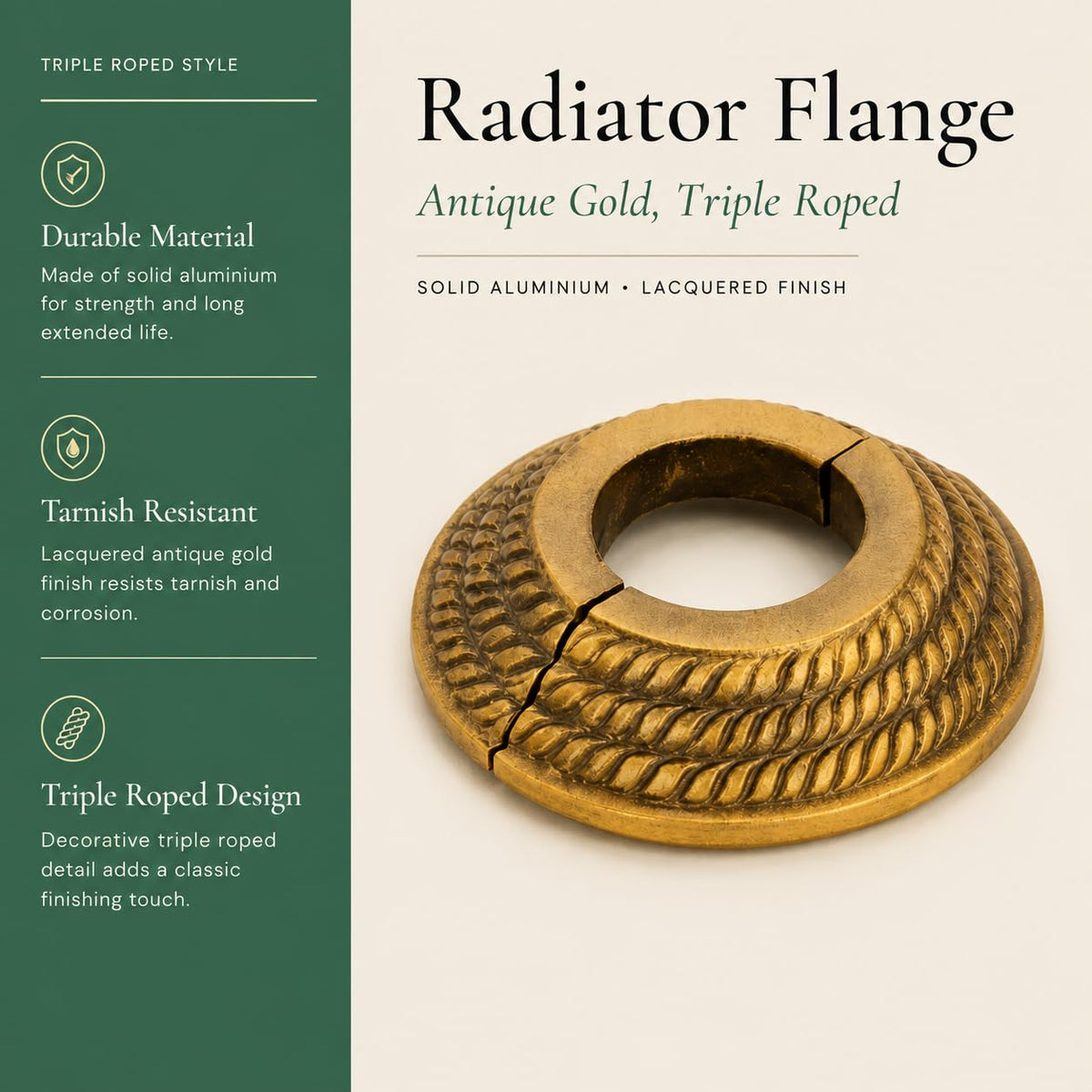 3.13 in OD Antique Gold Radiator Flange