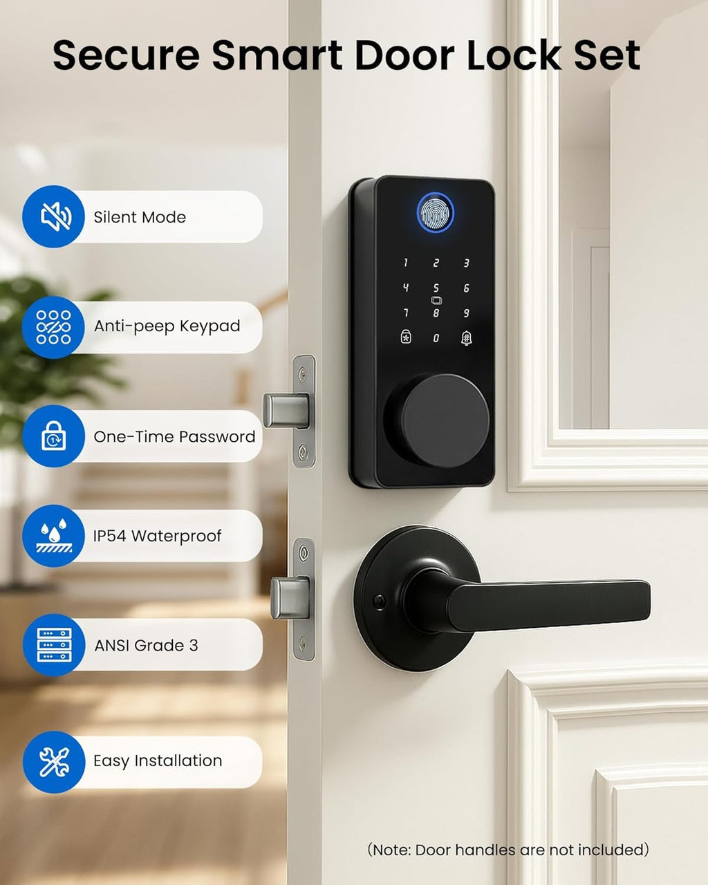 Fingerprint Keyless Entry Door Lock, Smart Deadbolt Lock App Control