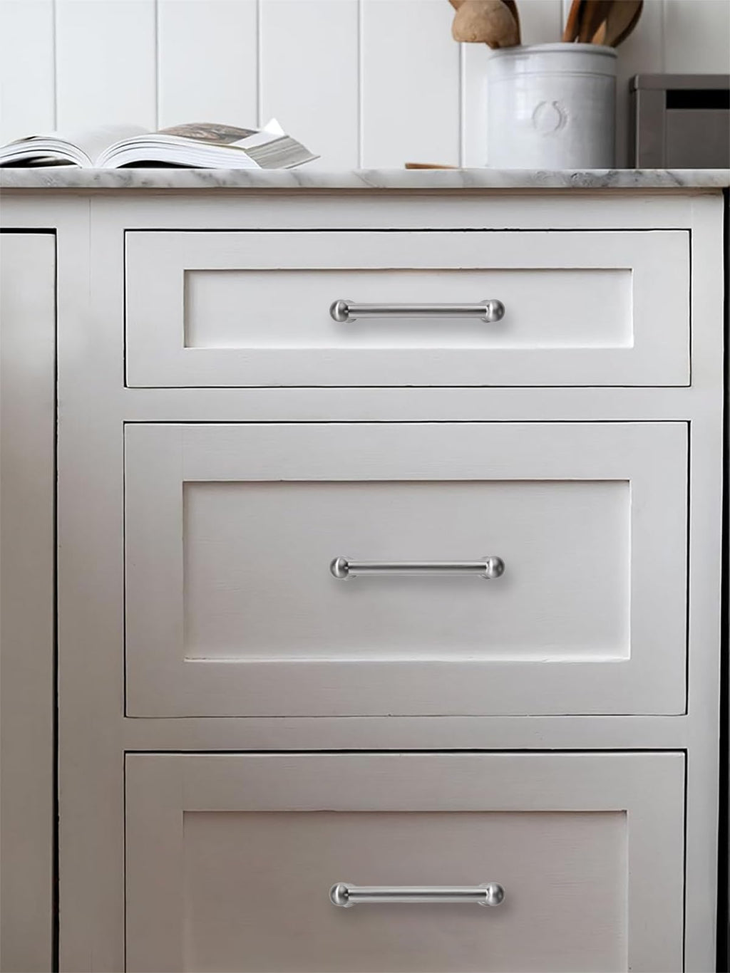 10 Pack 5 Inch Hole Center Brushed Nickel Cabinet pulls 100% Solid Heavy Duty Dresser Pulls Cabinet Drawer Pulls