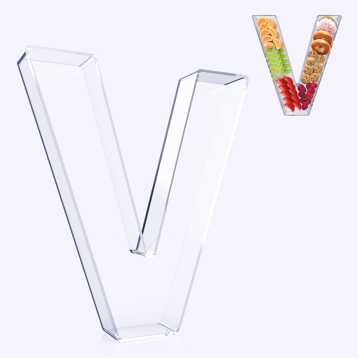 11" Acrylic Letter Charcuterie Box, Reusable Fillable Alphabet Number Shaped Form Tray for Birthday Anniversaries