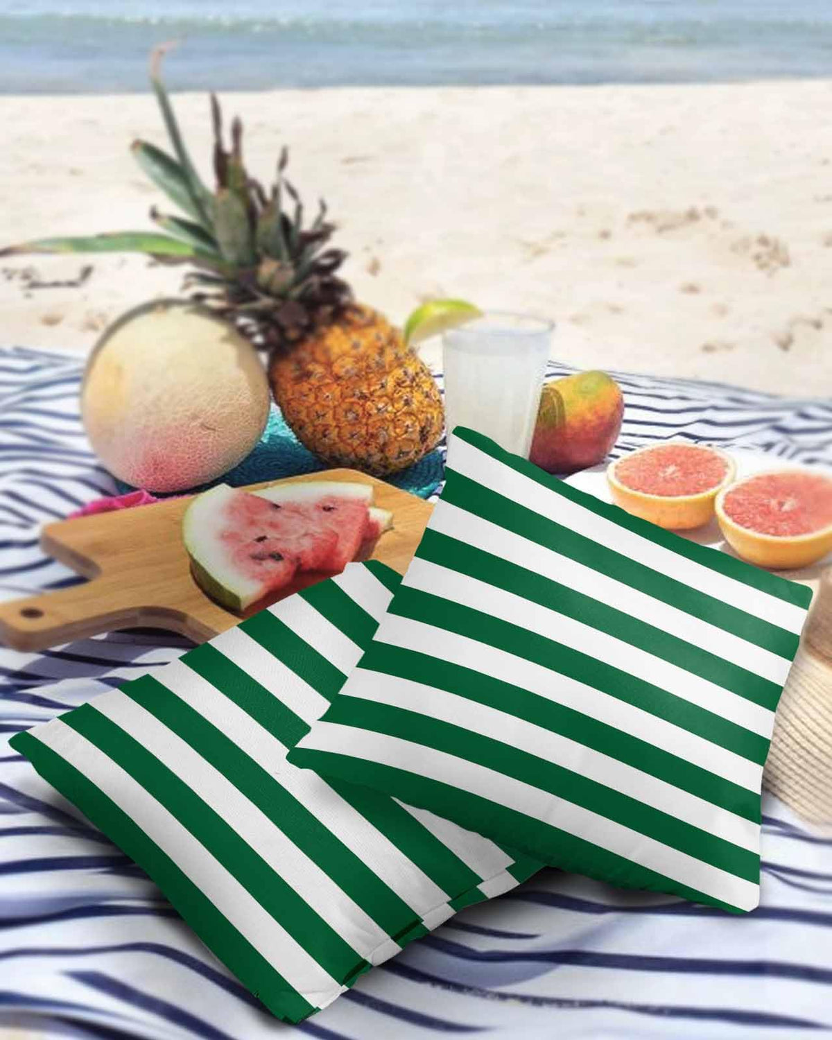 Outdoor Pillows 18x18 Waterproof Outdoor Pillow Covers Green Christmas Striped Vintage Polyester Throw Pillow Covers