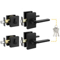 Matte Black Front Door Handle with Lock and Deadbolt 2 Pack