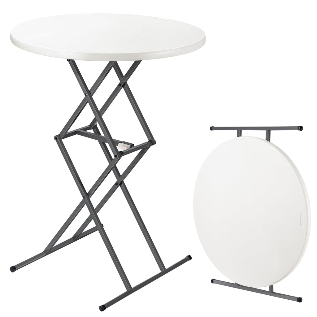 Folding Table Round 32" Quick Adjust 4 Heights Party, Patio