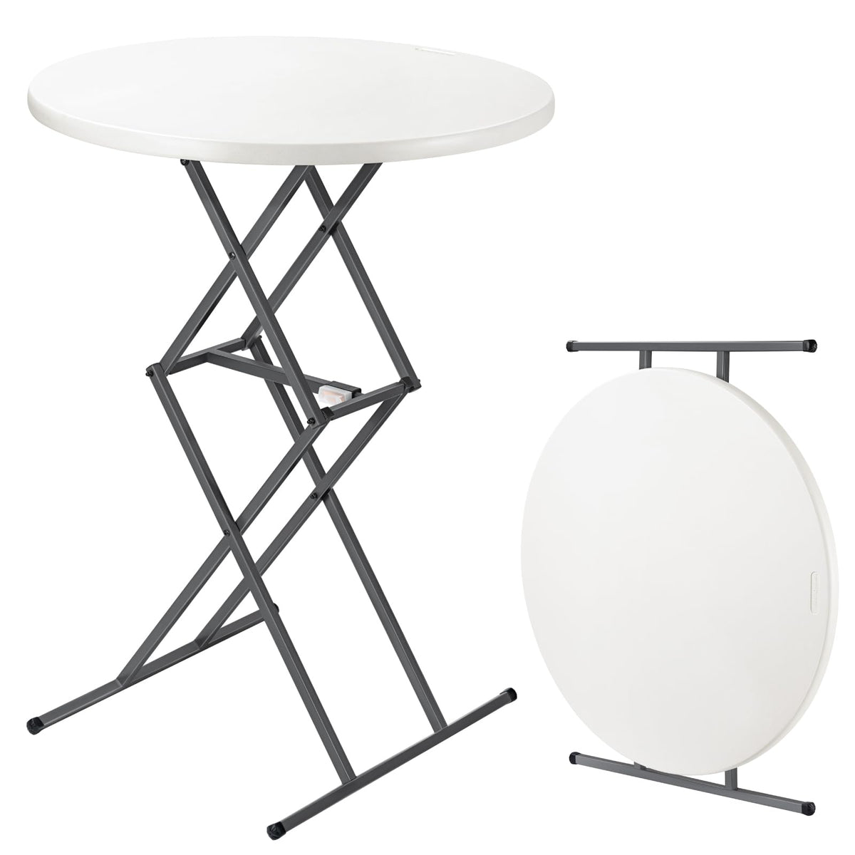 Folding Table Round 32" Quick Adjust 4 Heights Party, Patio