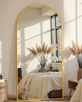 69"x28" Arched Full Length Mirror, Standing Floor Mirror, Gold