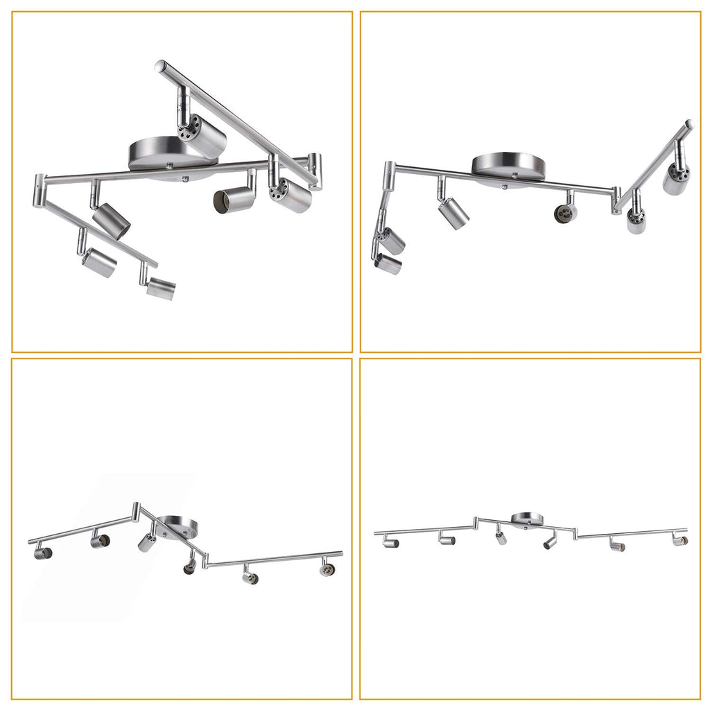 Adjustable Dimmable Track Lighting Kit, Flexible Foldable Arms,Satin Nickel Kitchen,Hallyway Bed Room