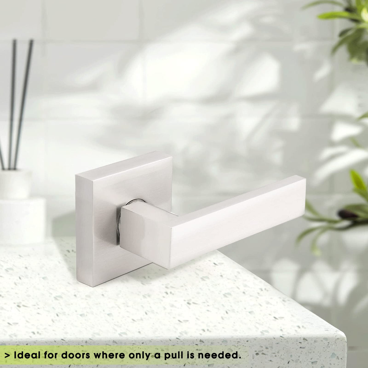 1 Pack Dummy Door Handles in Brushed Nickel, Non-Turning Interior Door Levers, Heavy Duty Single Side Pull Handles