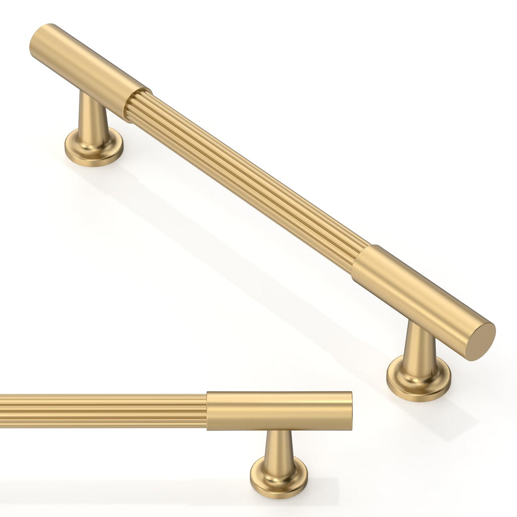 10 Pack Champagne Bronze Cabinet Pulls 5 Inch(128mm) Honey Bronze Kitchen Cupboard Handles Solid Heavy Duty Zinc