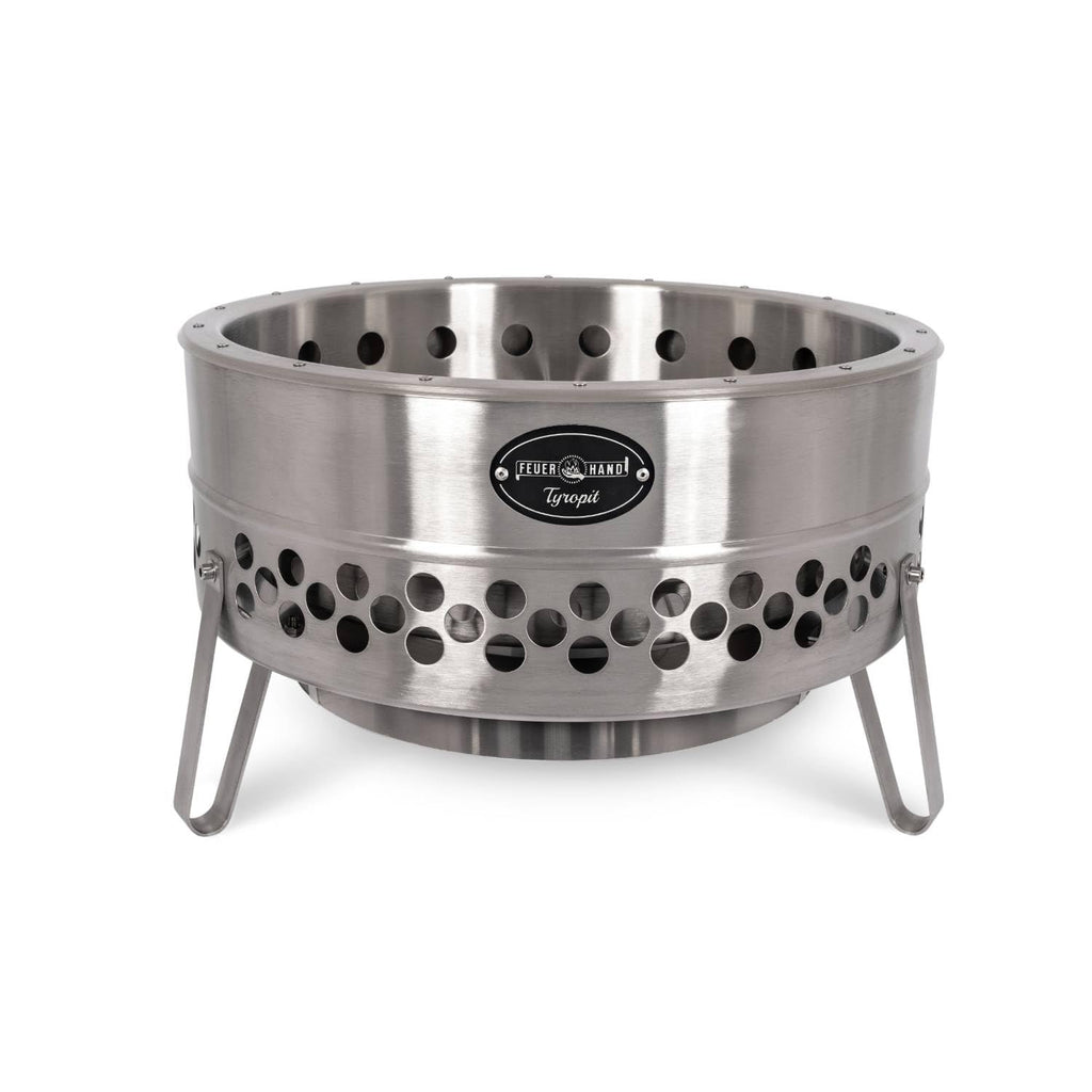 Petromax Tyropit Fire Bowl, Even Heat Low-Smoke Low-Soot Stainless Steel Fire Pit for Campfires, 22.4 inch Diameter