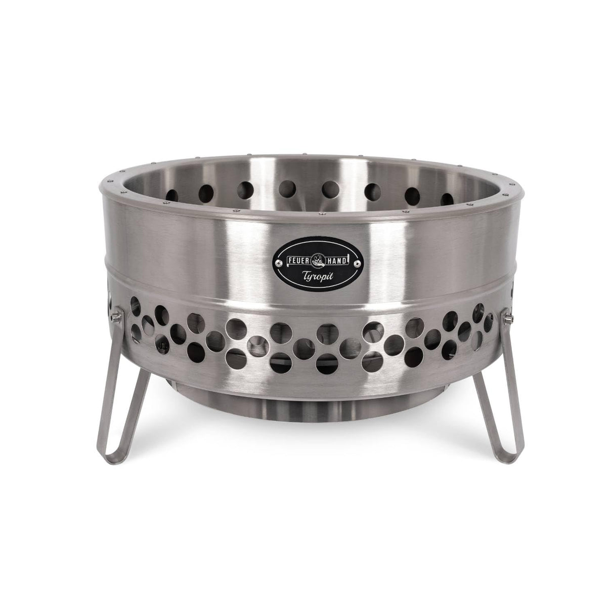 Petromax Tyropit Fire Bowl, Even Heat Low-Smoke Low-Soot Stainless Steel Fire Pit for Campfires, 22.4 inch Diameter