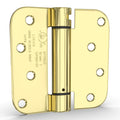 4 Pack Brass 4" Spring Door Hinges with 5/8" Radius Corners